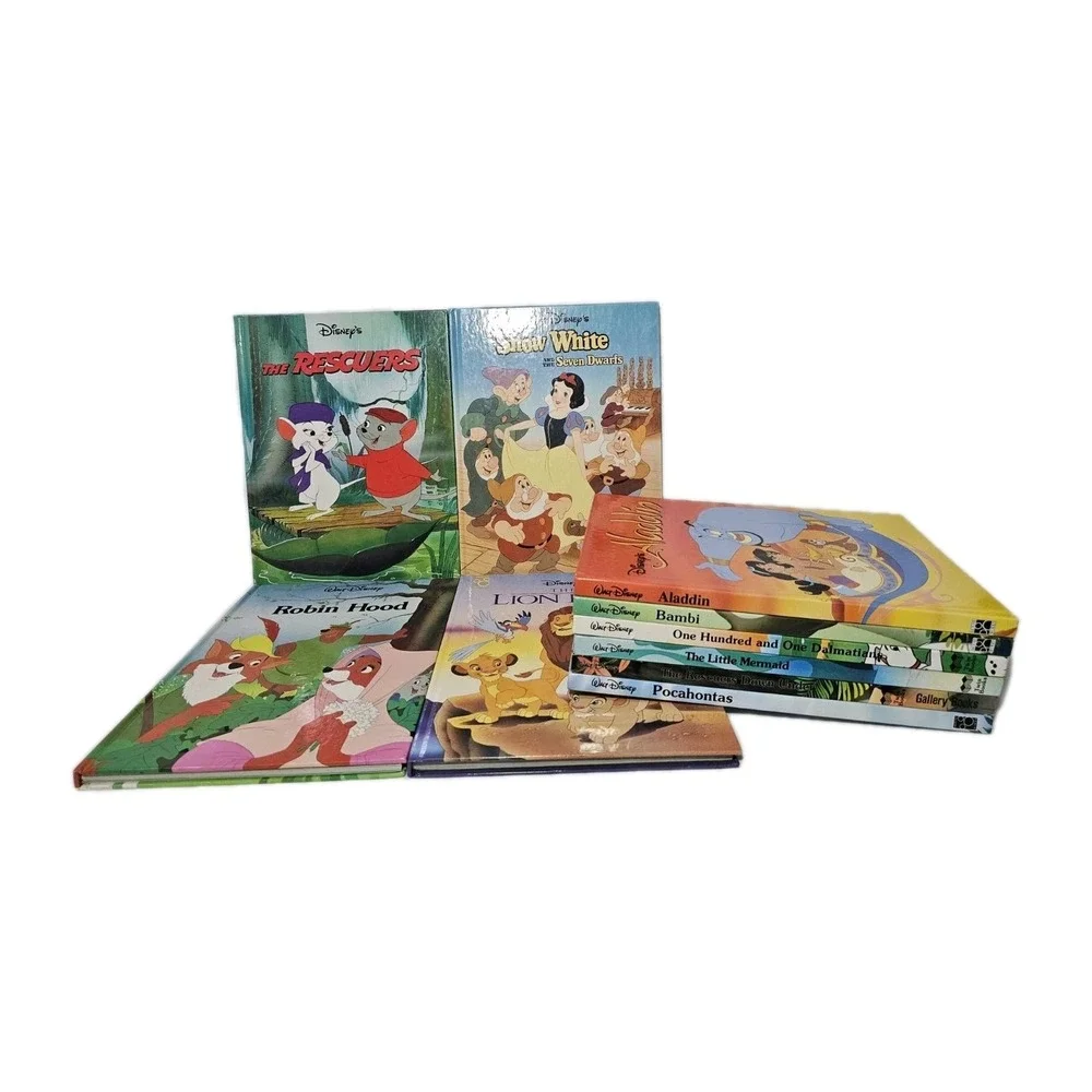 Vtg Lot Of 10 Disney Classic Series Hardcover Books Dalmations Lion King Aladdin